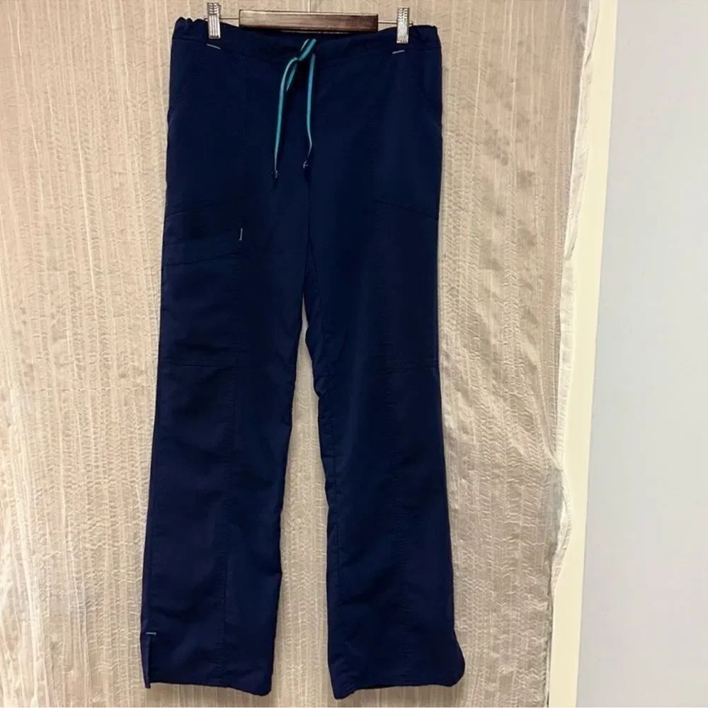Scrubstar XS Navy Light Blue Details Four Pocket Drawstring Scrub Pants